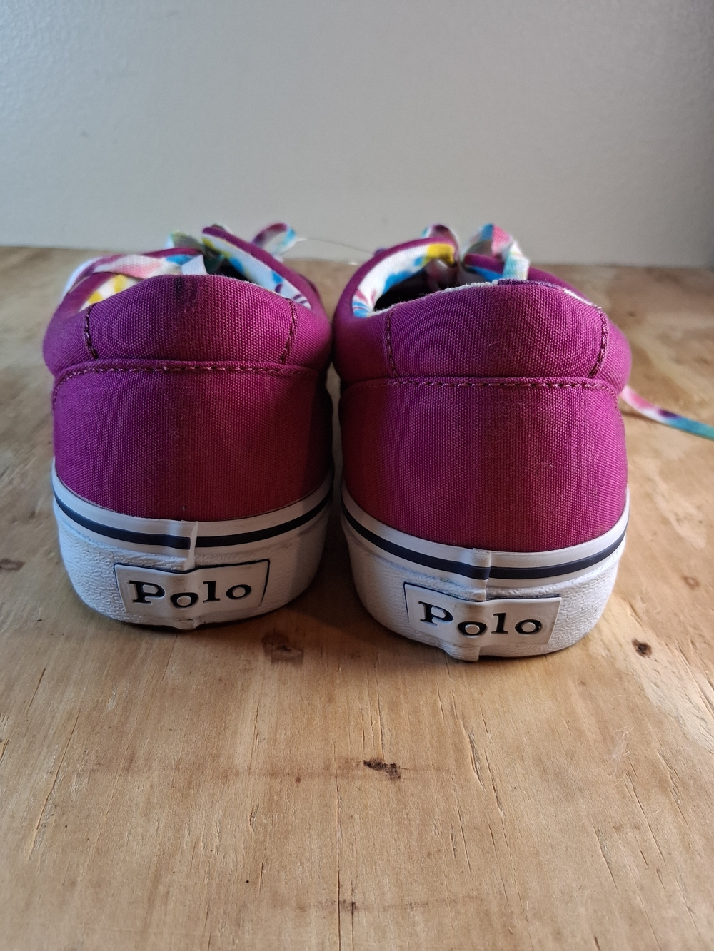 Polo by Ralph Lauren Magenta Canvas Low-Top Sneakers with Tie-Dye Laces - Picture 7 of 8